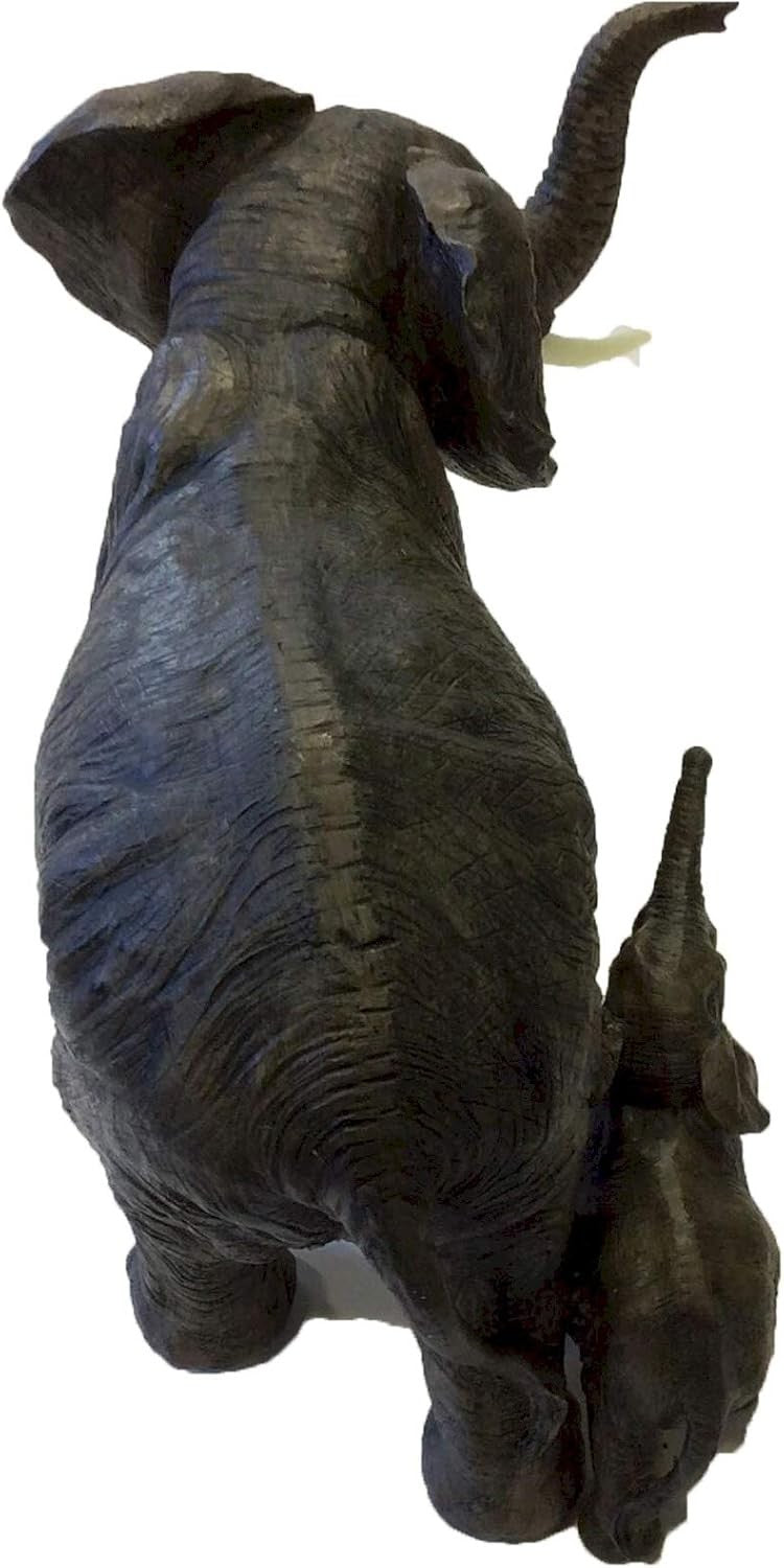 Mother & Baby Elephant Ornament Hand-Painted Resin Figurine Wildlife Home Decor