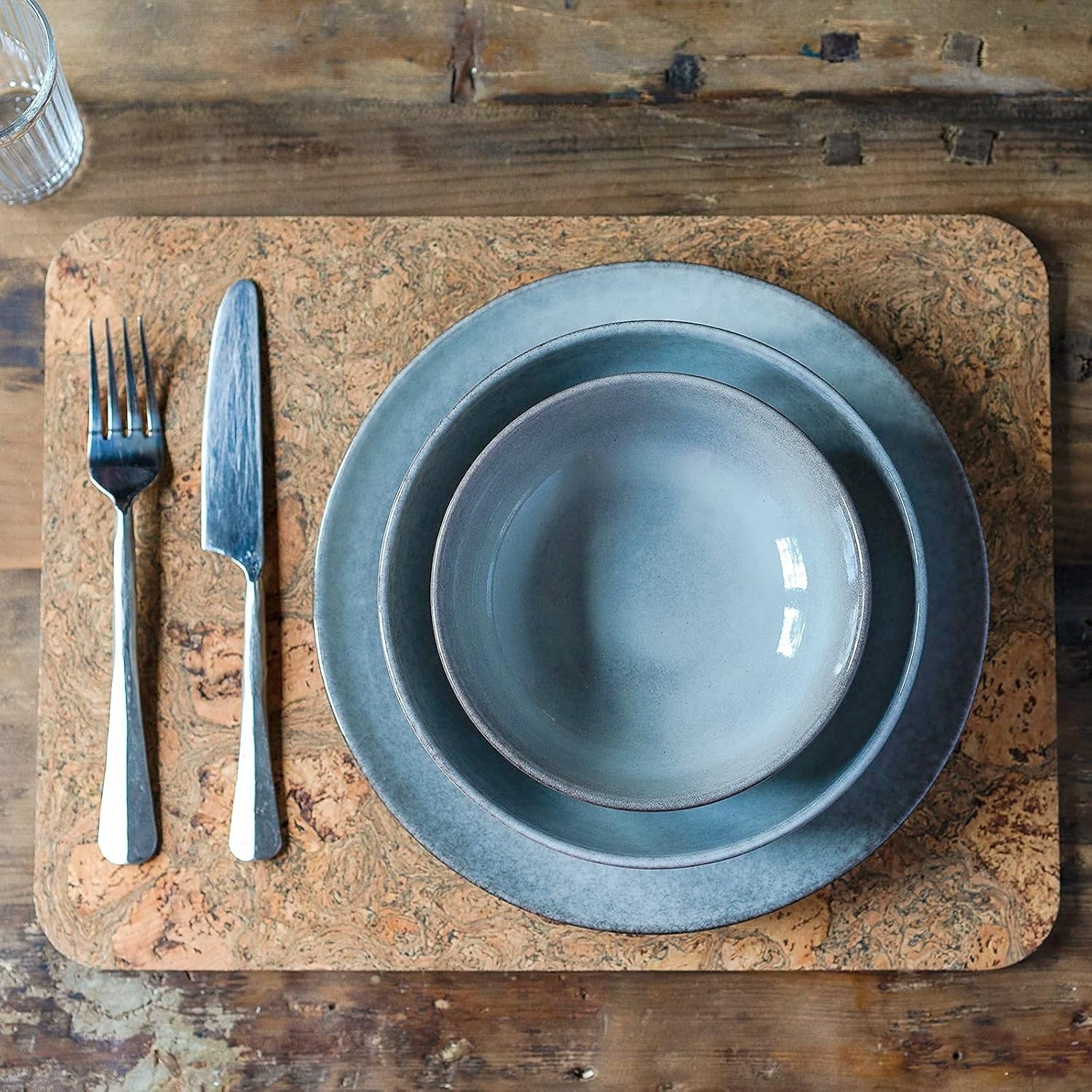 16pc Grey Stoneware Dinner Set Plates Bowls Microwave Dishwasher Safe