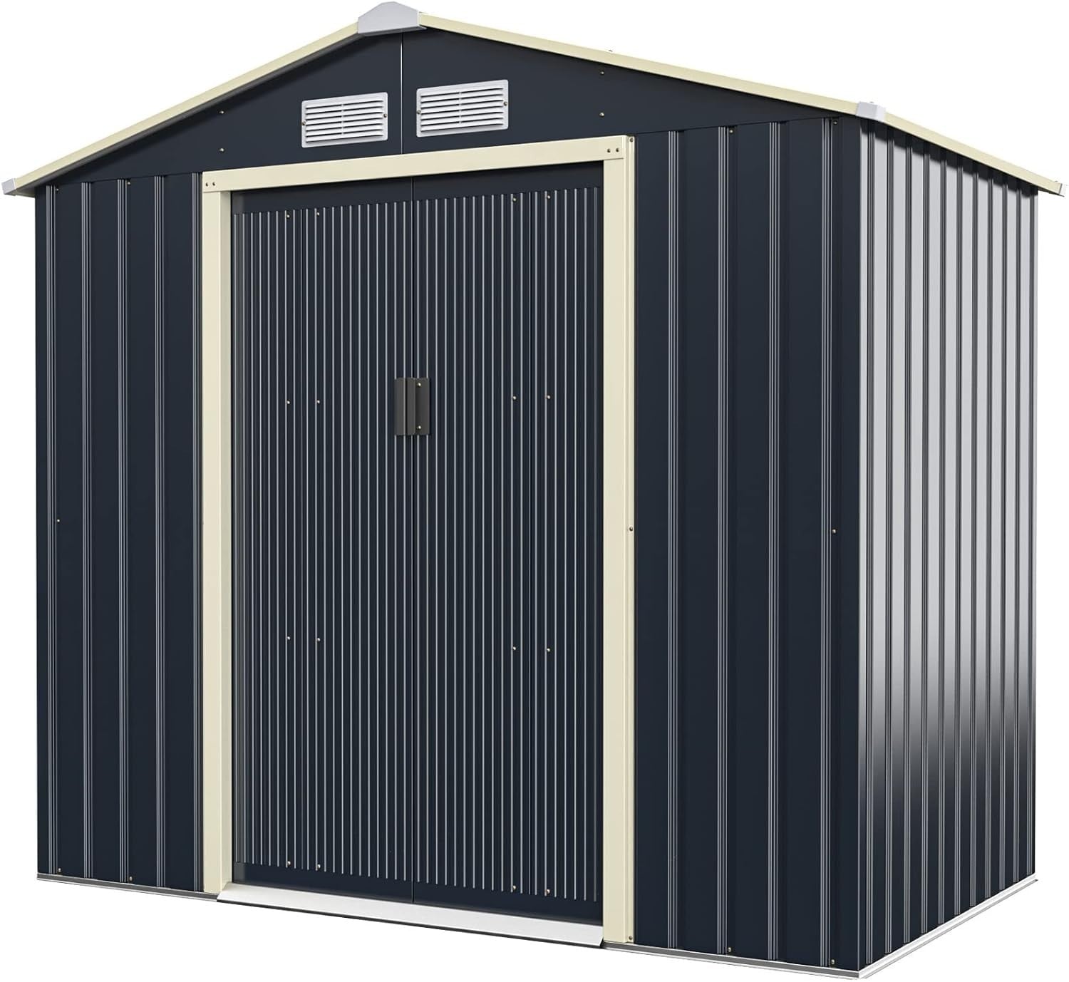 Metal Garden Storage Shed 7x4ft Waterproof Outdoor Tool Shed with Sliding Doors