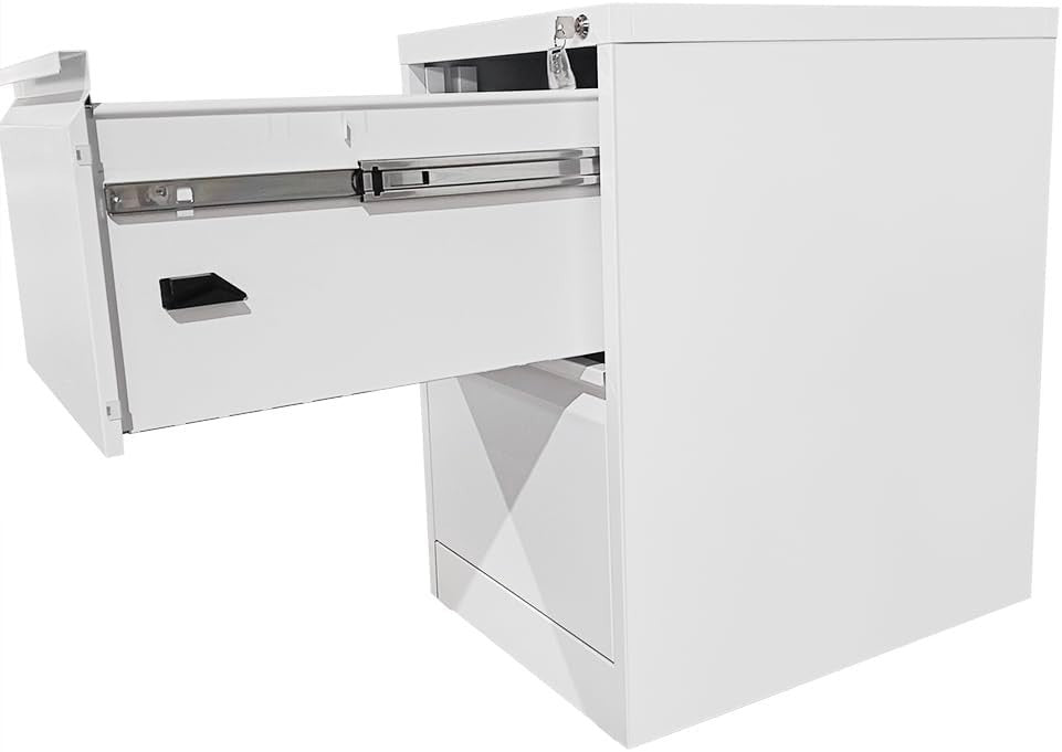 Under Desk File Cabinet 2 Drawer Locking Metal Office Storage Pedestal