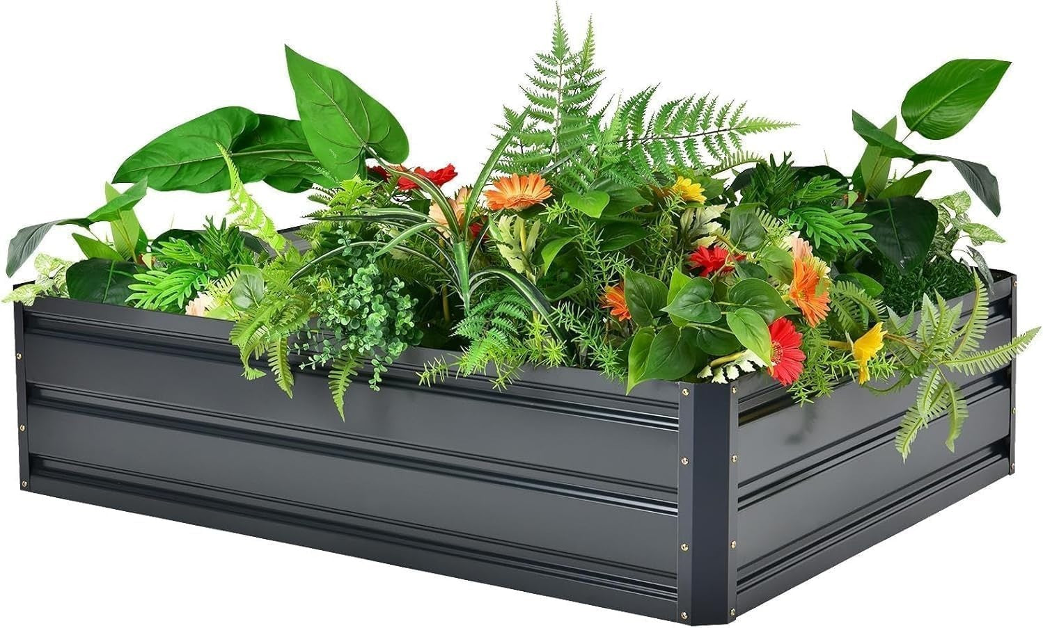 Raised Garden Bed with Greenhouse & PVC Cover 125x95x92cm Metal Planter Box