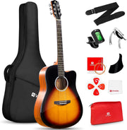 Full Size 41in Acoustic Guitar Cutaway Starter Kit Sunburst
