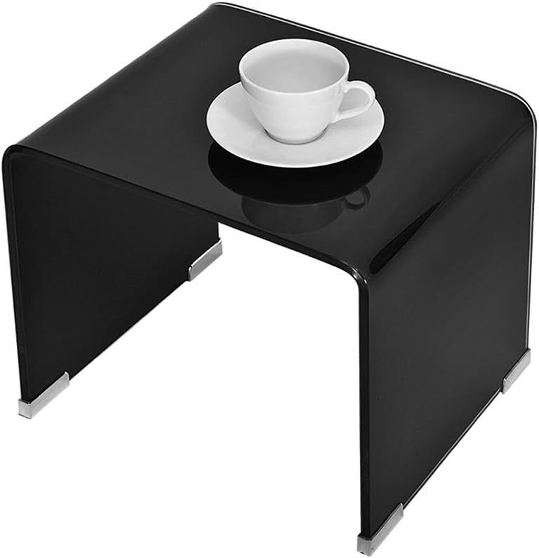 Nest of 3 Modern Glass Coffee Tables Clear/Black Bent Tempered Side End Accent