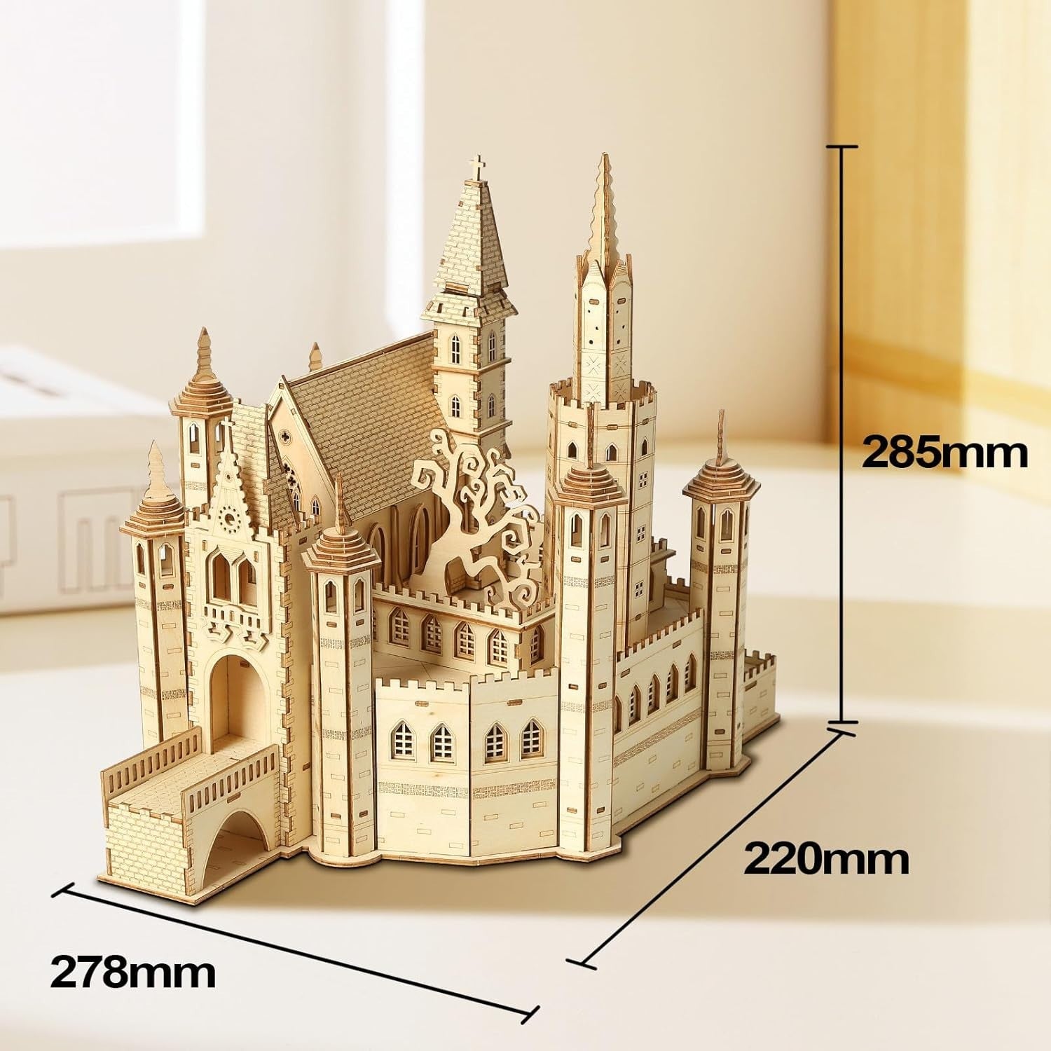 3D Wooden Castle Puzzle Kit DIY Model Craft for Adults Gift & Decor