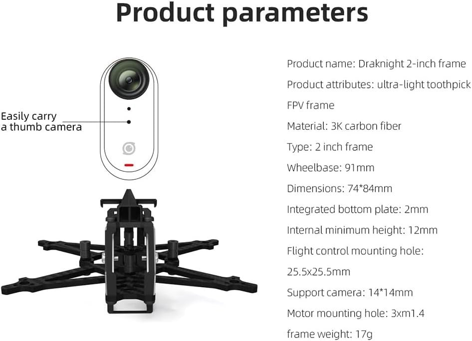 HGLRC Draknight 2 Inch Carbon Fiber Frame Kit for FPV Racing Drone Build