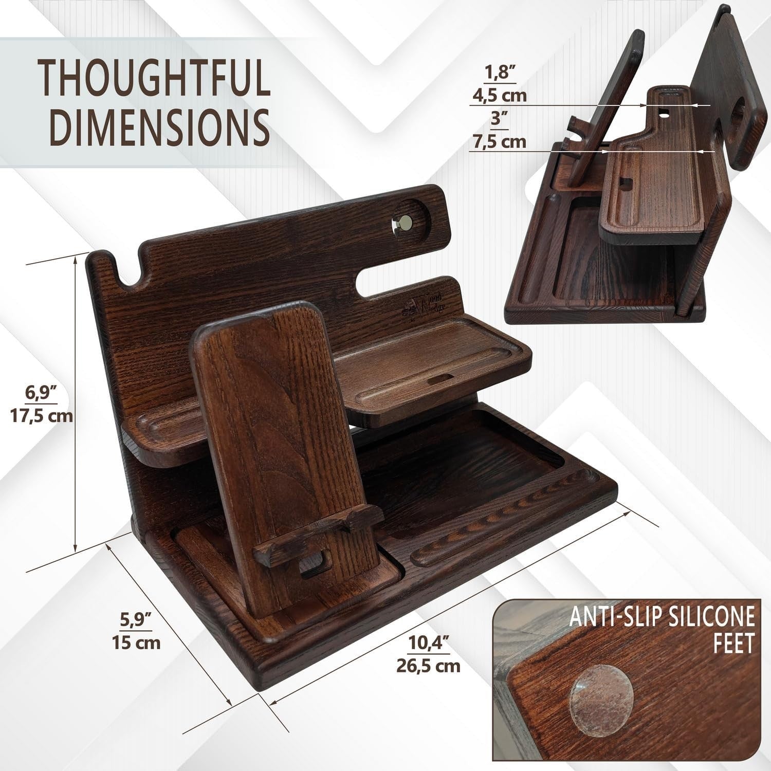 Handcrafted Wooden Docking Station 2-in-1 Desk & Bedside Organiser