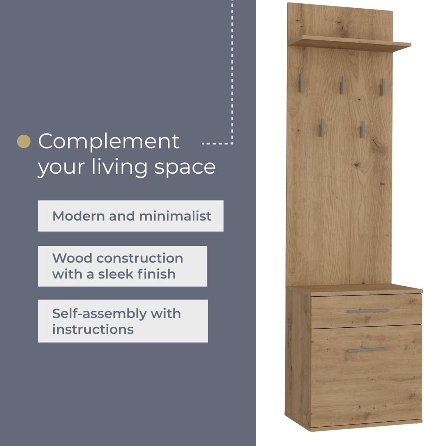 Modern Double Entryway Wardrobe with Drawers, Hooks & Shoe Storage 180cm