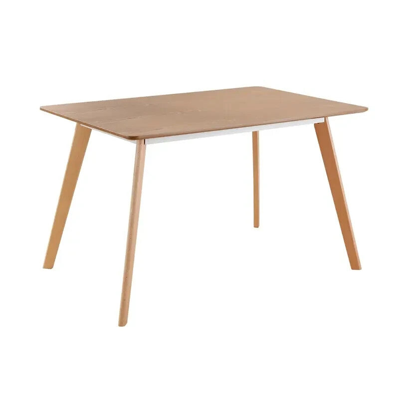 4 Seater Dining Table Set Beech Legs Oak Veneer Top & Teal Pattern Chairs