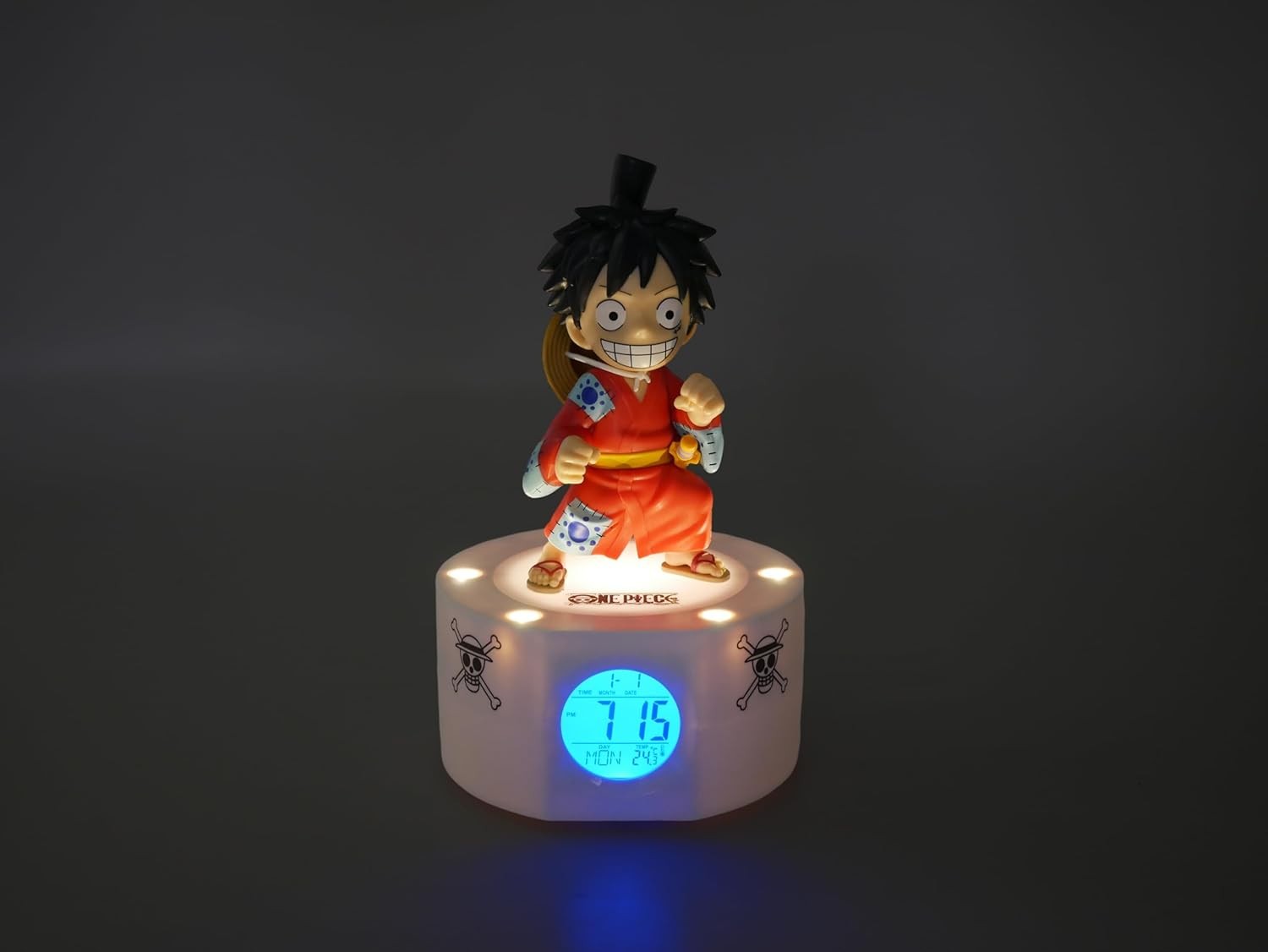 Anime Pirate LED Alarm Clock Yellow Light Up Desk Bedside Gift Figure