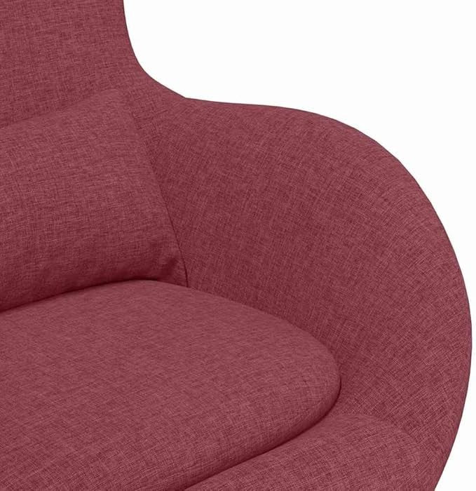 Modern Swivel Egg Chair Wine Red Fabric Luxury Lounge Seat Indoor Comfort