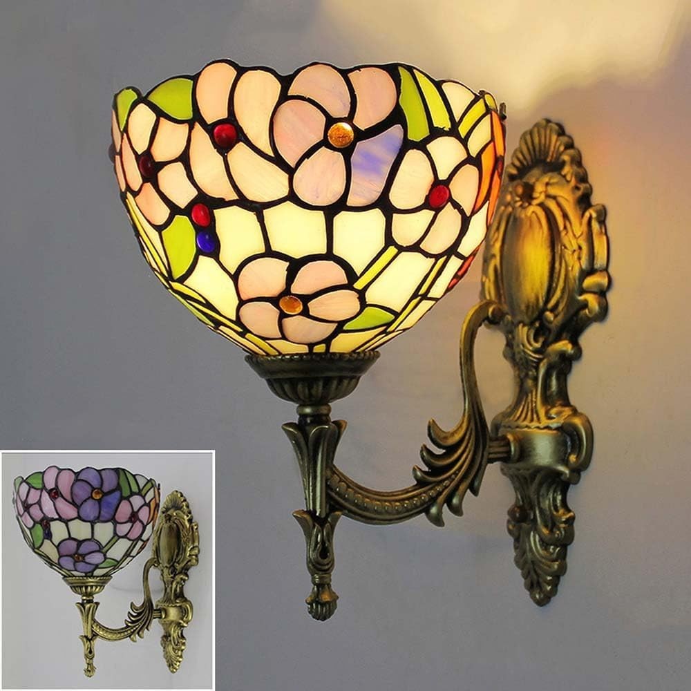 Vintage Stained Glass Wall Lamp Art Deco Sconce Light for Hallway 28cm