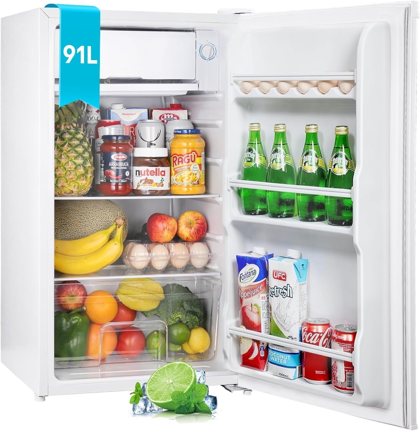 91L Under Counter Fridge Small Quiet Energy-Efficient Adjustable White