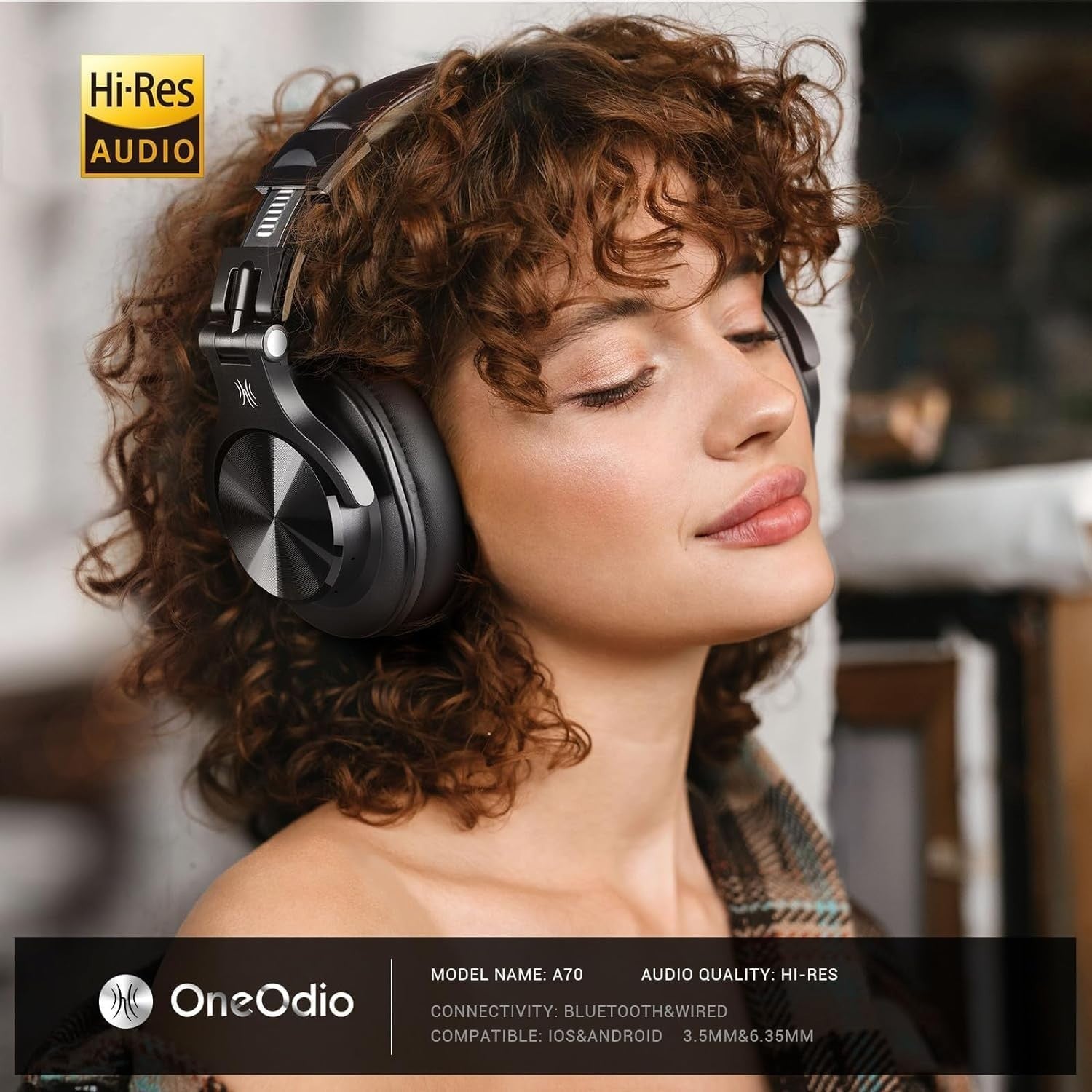 OneOdio A70 Bluetooth 5.2 Over Ear Headphones 72H Playtime DJ Studio Sound