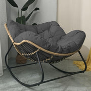 Oversized Papasan Rocking Chair Cushioned Rattan Lounge Indoor Outdoor Patio