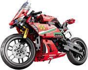 470PCS Motorcycle Building Blocks Kit with Moving Chain & Display Stand Gift Toy