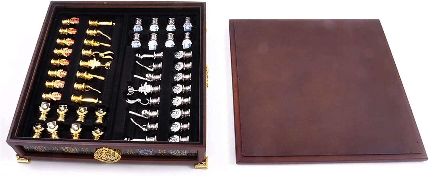 Luxury Quidditch Chess Set – Silver & Gold Plated Pieces, Hardwood Board Gift
