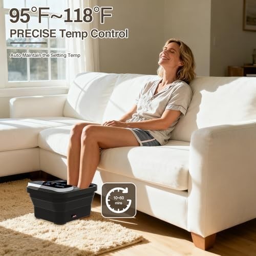 Collapsible Heated Foot Spa Bath with Digital Display Bubbles Rollers