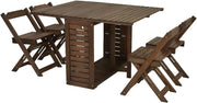 Folding Butterfly Dining Set with 4 Chairs Grey Teak Eucalyptus Wood