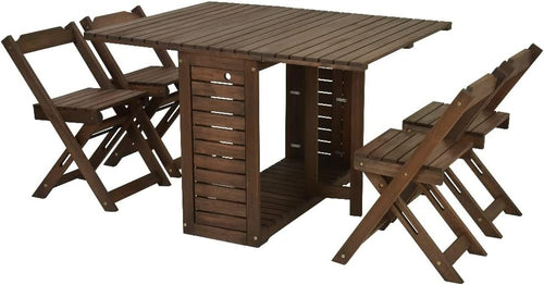 Folding Butterfly Dining Set with 4 Chairs Grey Teak Eucalyptus Wood