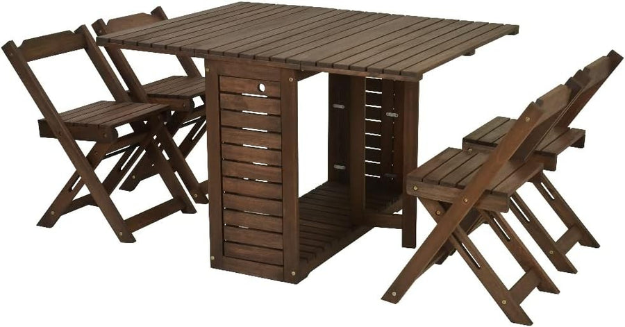 Folding Butterfly Dining Set with 4 Chairs Grey Teak Eucalyptus Wood