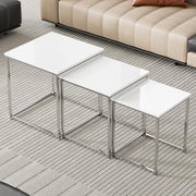 Space Saving Nesting Coffee Tables Set of 3 White Modern Side End Living Room