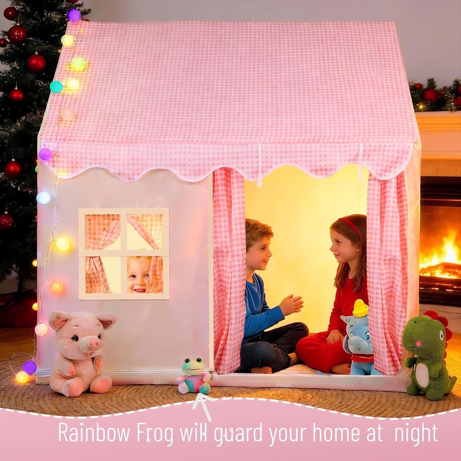 Girls Play Tent with LED Lights Indoor Outdoor Pink Playhouse Ages 3+