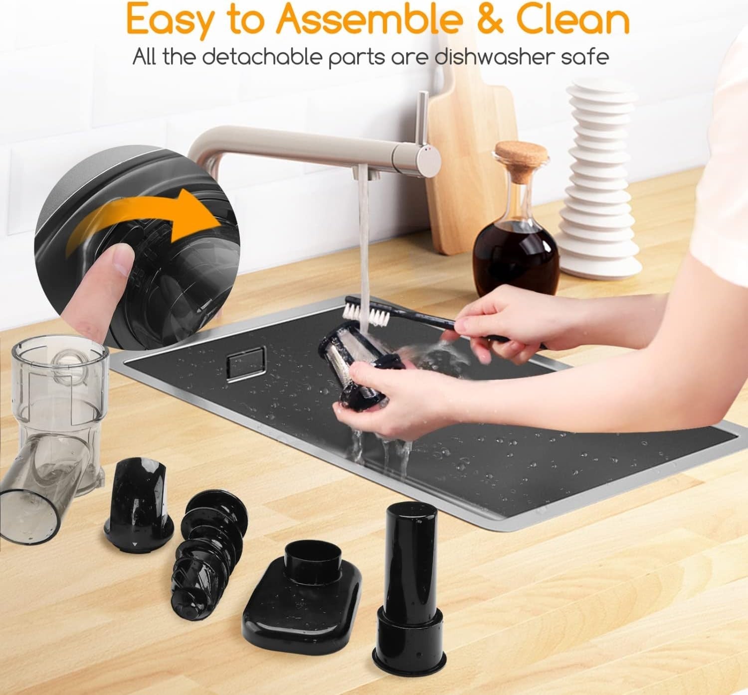 Cold Press Slow Juicer Quiet Motor High Yield Easy Clean Reverse