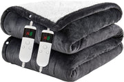 Double Electric Heated Blanket Dual Control 10 Heat Settings Auto 180x200cm