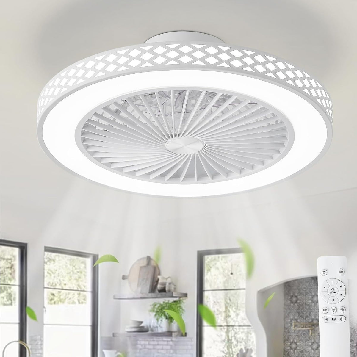 50W Ceiling Fan Light, 3 Speeds, Dimmable LED, Remote Control