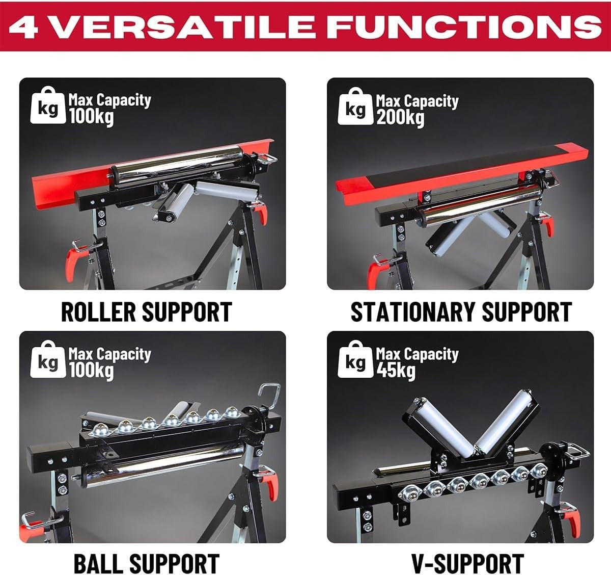 4in1 Adjustable Roller Stand Workbench Support Heavy Duty 200kg Folding
