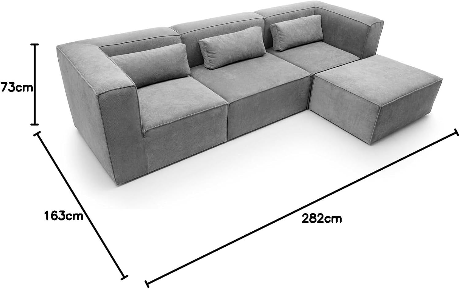 Light Grey L Shape Corner Sofa | Reversible Modular Couch 4 Seater