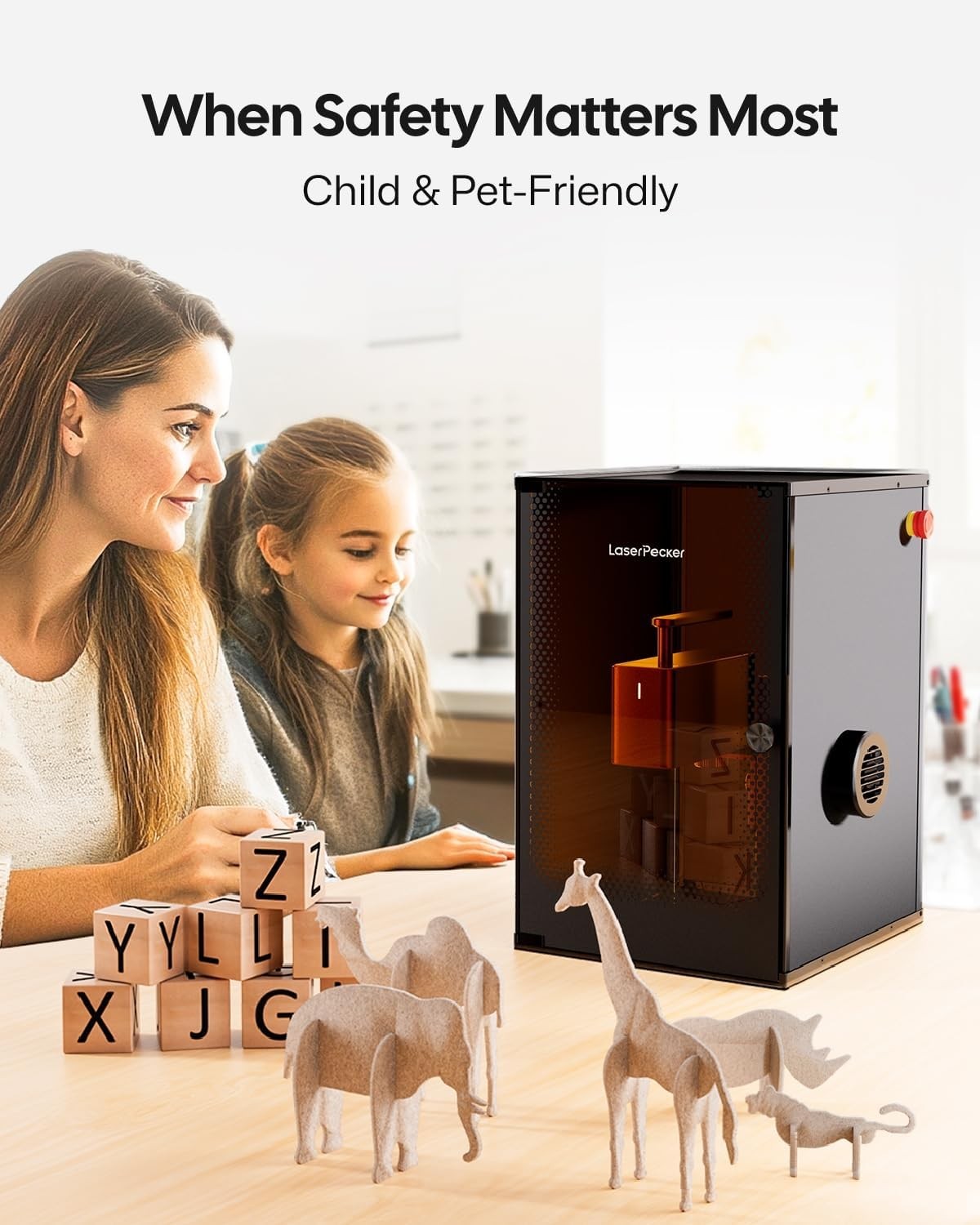 Enclosed Laser Engraver Cutter High Precision 600mm/s Desktop Wood Leather