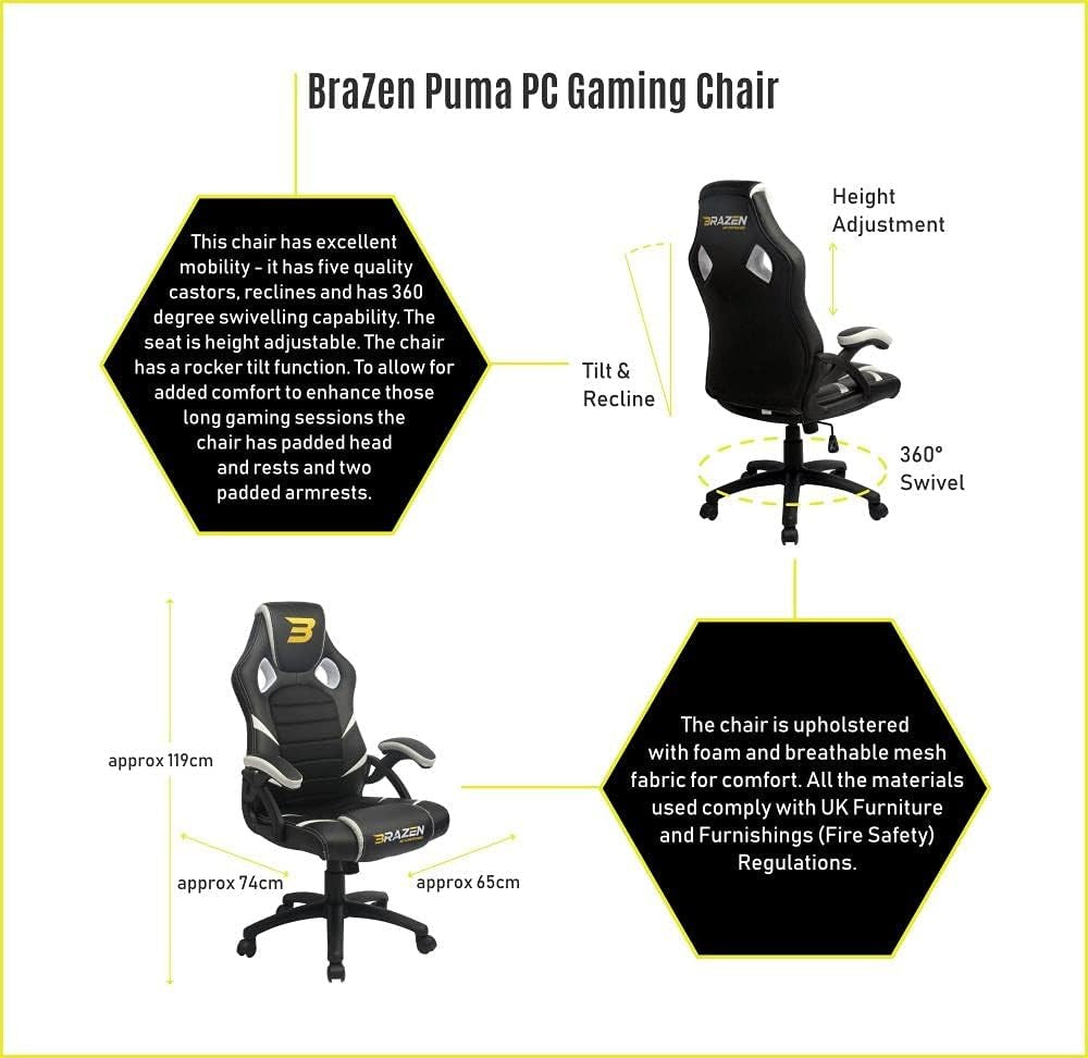 Ergonomic Gaming Chair Racing Style Faux Leather Swivel Blue