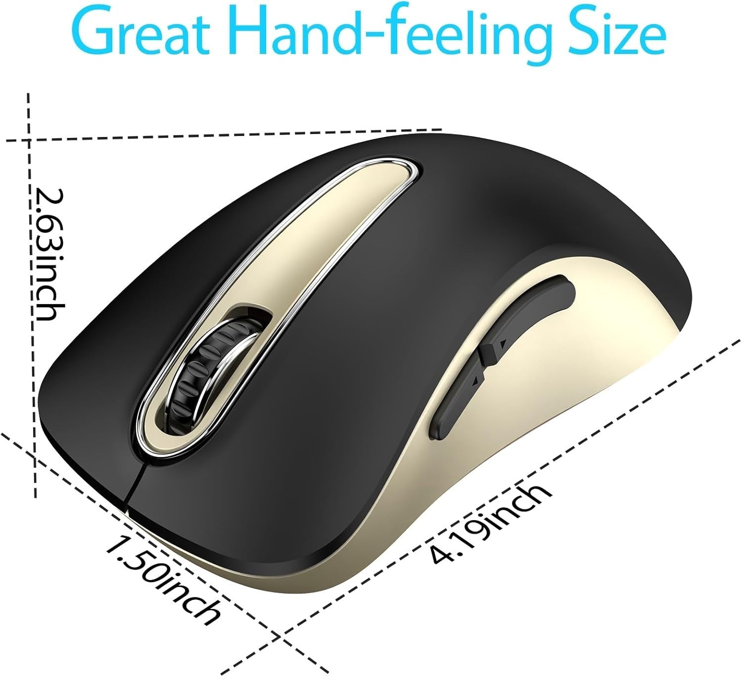 Black Gold Wireless Mouse 1400 DPI USB 2.4G 5 Button Ergonomic