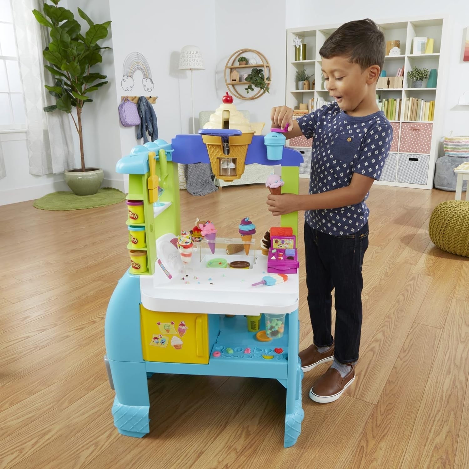 Kids Ice Cream Truck Playset Play Dough Kitchen Van Sounds 27 Accessories
