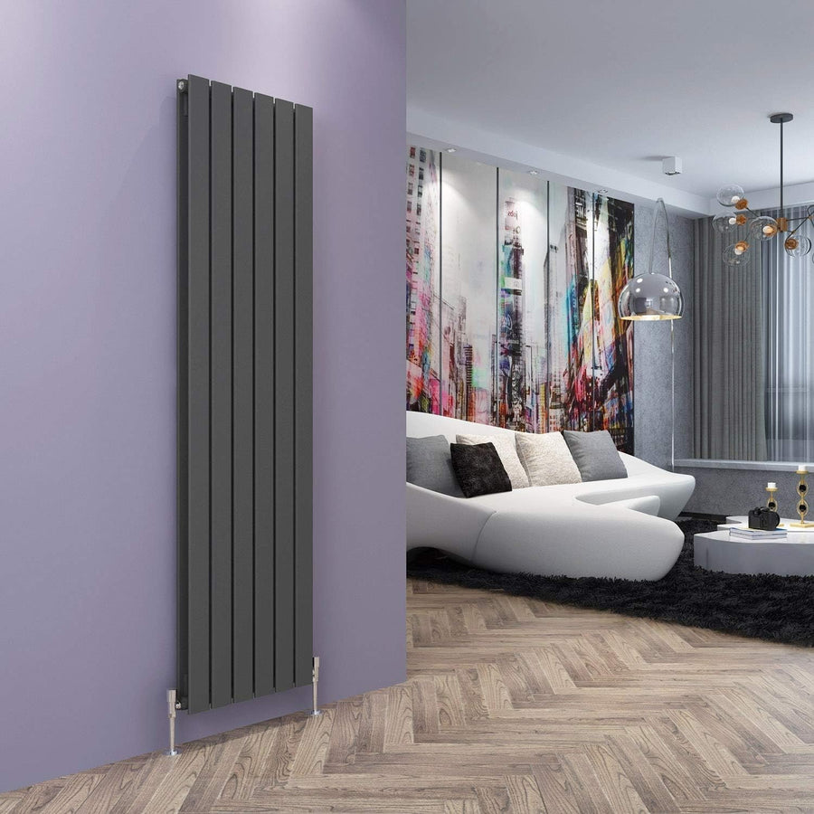 Vertical Anthracite Column Radiator 1800x456mm Double Flat Panel Designer