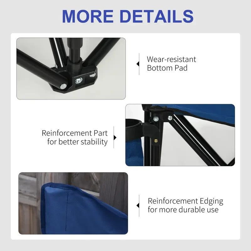 6-Seater Folding Team Bench with Cup Holders Portable Outdoor Sports Chair Blue