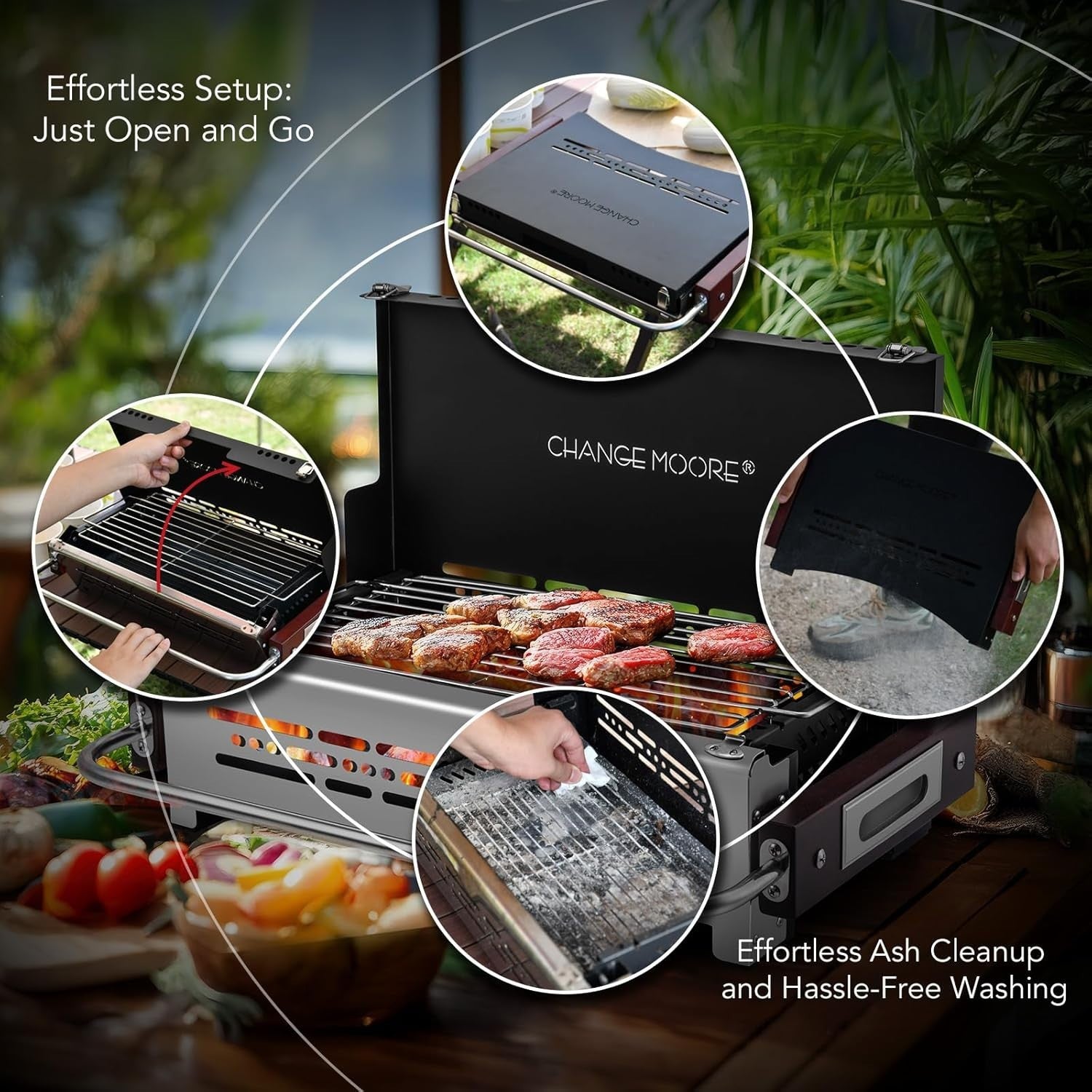 Stainless Steel Portable Charcoal BBQ Grill – Folding Heat-Resistant