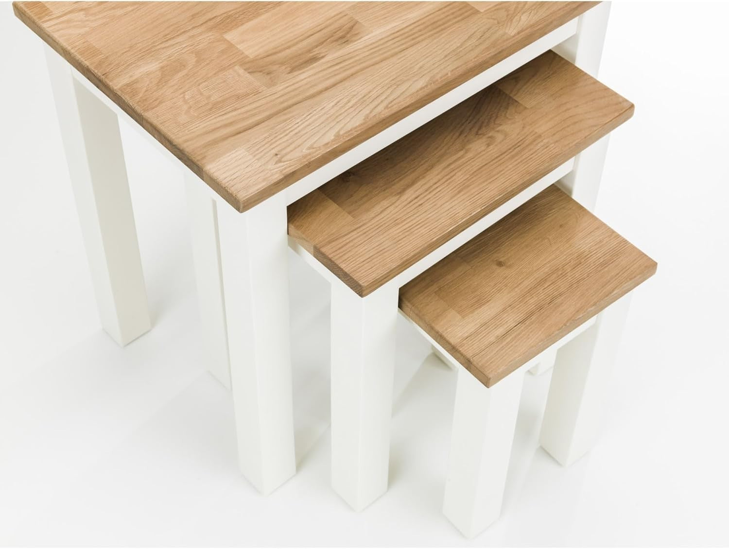 Oak Nesting Side Tables Set of 3 White Traditional Living Room Furniture