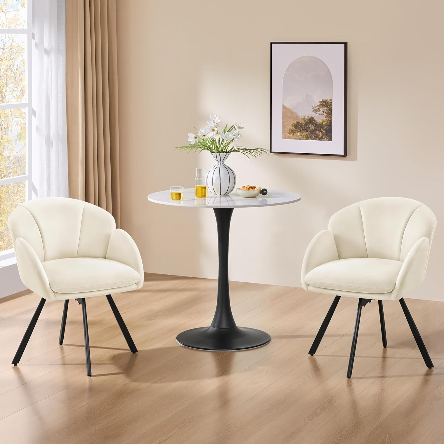 Swivel Velvet Tub Chair Beige Accent Vanity Armchair