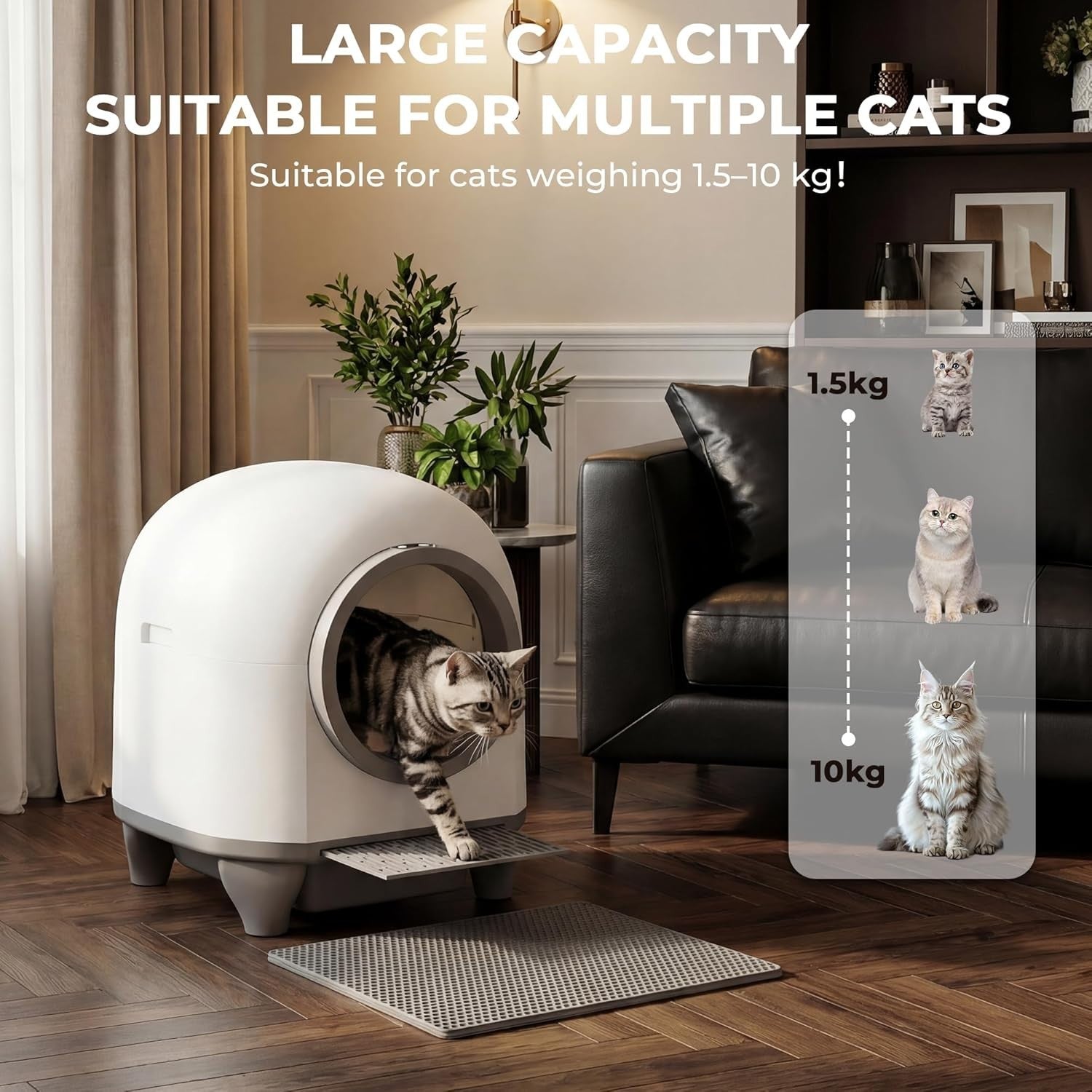XXL Self Cleaning Cat Litter Box Automatic App Control Odor Removal