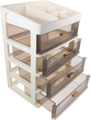 White Desk Organizer 4-Layer Drawers Multi-Use Makeup & Office Storage