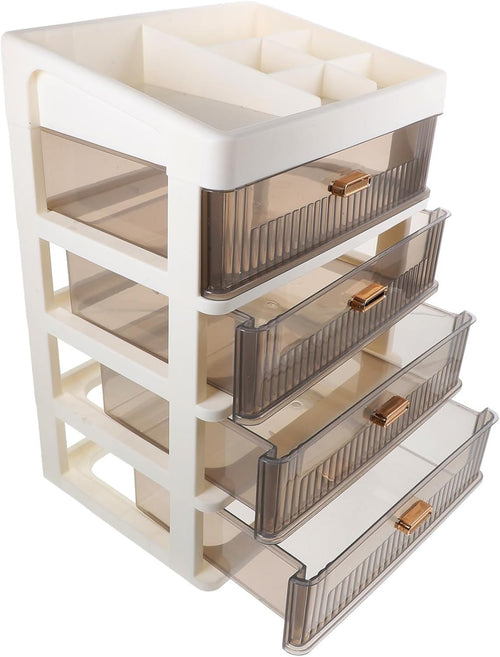 White Desk Organizer 4-Layer Drawers Multi-Use Makeup & Office Storage