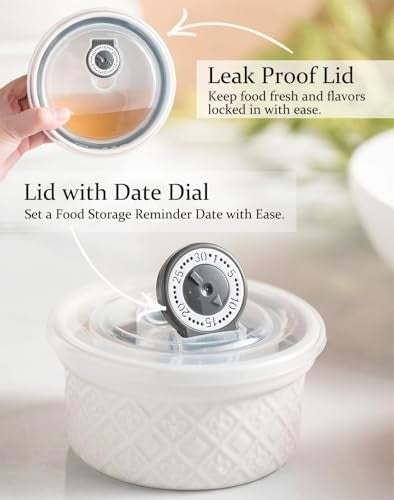 Ceramic Mixing Bowls with Airtight Lids Nesting Salad Prep Storage Set