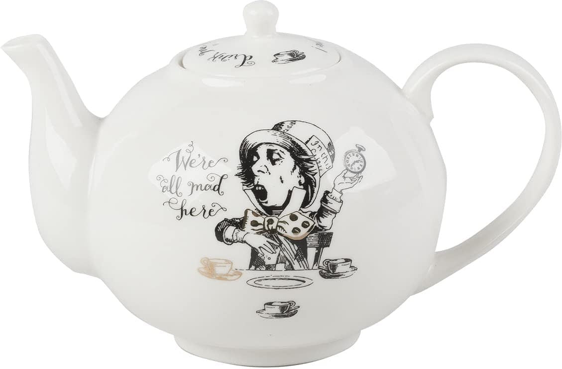 Fine China Teapot 1.1L Wonderland Tea Pot Gift Box 6 Cup White