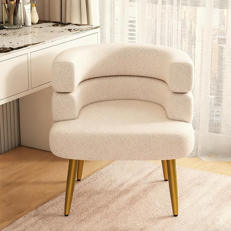 Faux Fur Sherpa Accent Chair Gold Legs Modern Tub White