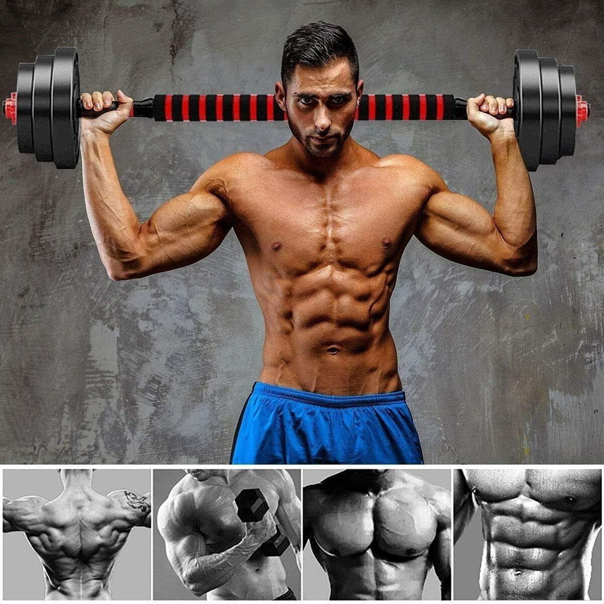 30KG Adjustable Dumbbell Barbell Set Non-Slip Home Gym Weight Training