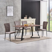 6 Seat Oak Dining Table Set Grey Suede Chairs Modern Home Kitchen 150cm