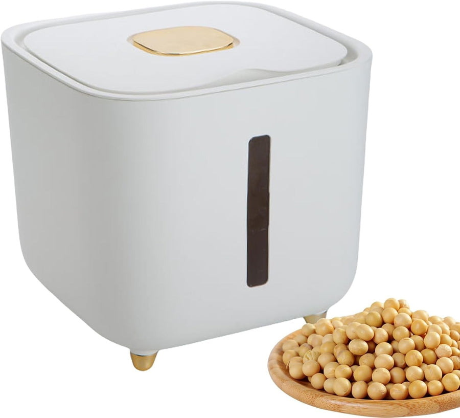 10KG Rice Dispenser Airtight Storage Container Clear Window Grain Bin