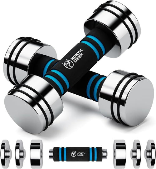Steel Adjustable Dumbbell Compact Chrome Foam Grip Home Gym Weights